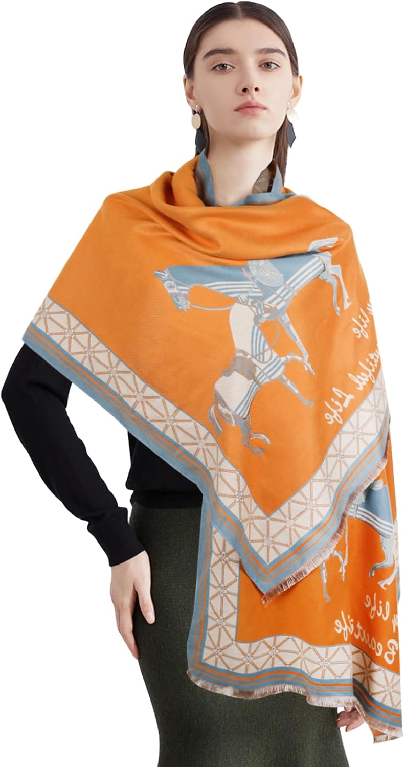 EXTREE Scarfs for Women Pashmina Silky Shawl Wrap for Evening Dressing Blanket Open Front Poncho Cape - Image 5